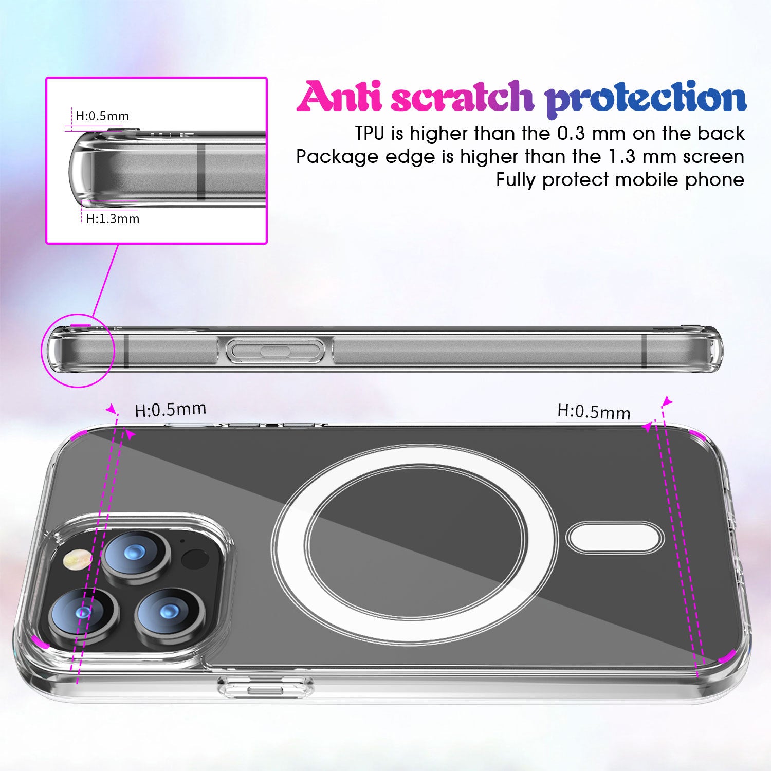 For iPhone 15 Pro Compatible with MagSafe Drop Resistant TPU PC Case Clear Phone Cover For iPhone 15 Pro Compatible with MagSafe Drop Resistant TPU PC Case Clear Phone Cover